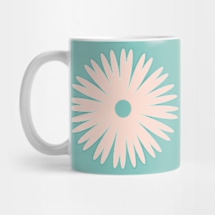 Flower 1, Minimalist Abstract Floral in Peach and Teal Mug